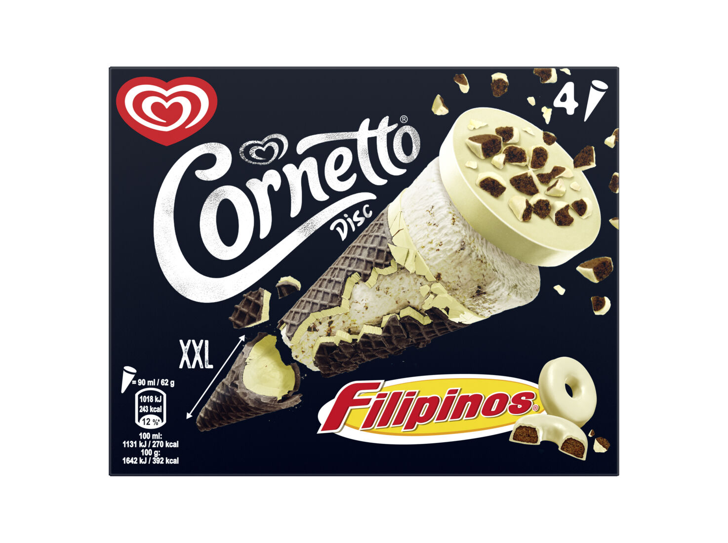 GELADO MULTIPACK CORNETTO FILIPINOS 4X90ML image number 1