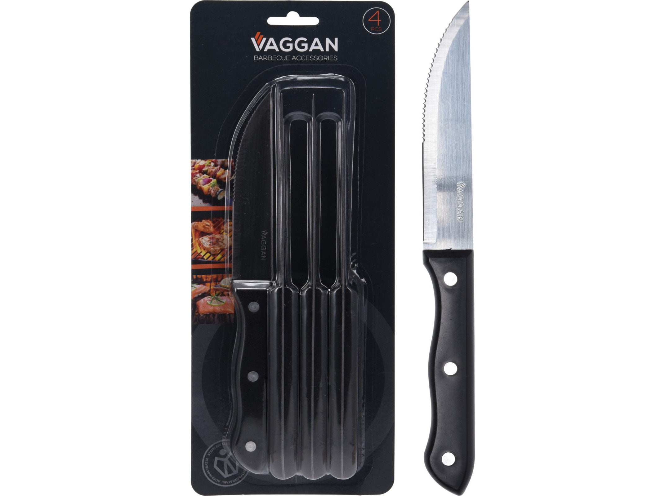 FACA VAGGAN A&Ccedil;O INOX 4 PE&Ccedil;AS