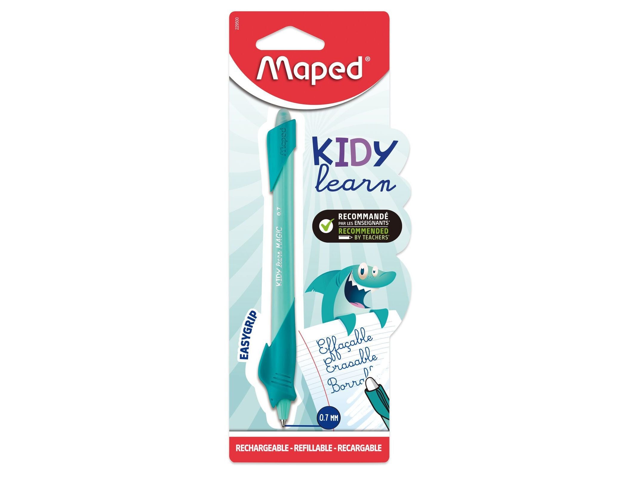 Maped Caneta Apagável Kidy Learn Shark Azul, 1 unidade