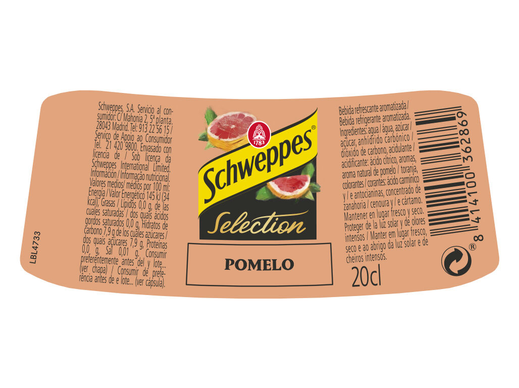 &Aacute;GUA T&Oacute;NICA SCHWEPPES SELECTION TORANJA 0.20L image number 1