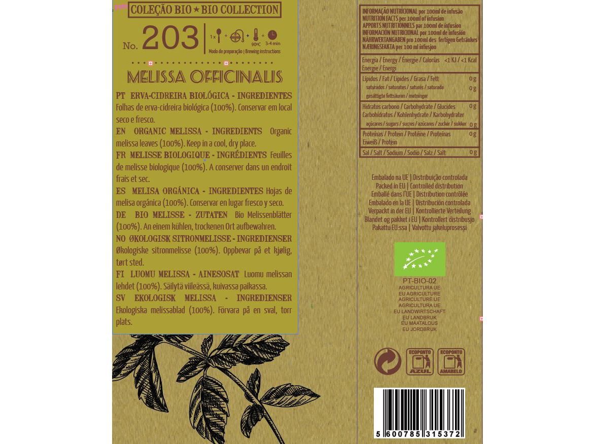 INFUS&Atilde;O LISBON TEA CO. BIO ERVA CIDREIRA 30G image number 1
