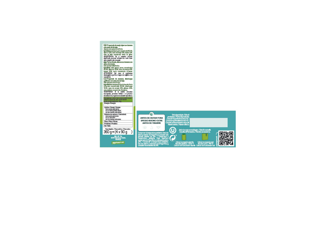 SAQUETAS FRUTA GO GO SQUEEZ MULTIFRUTOS 4X90G image number 1