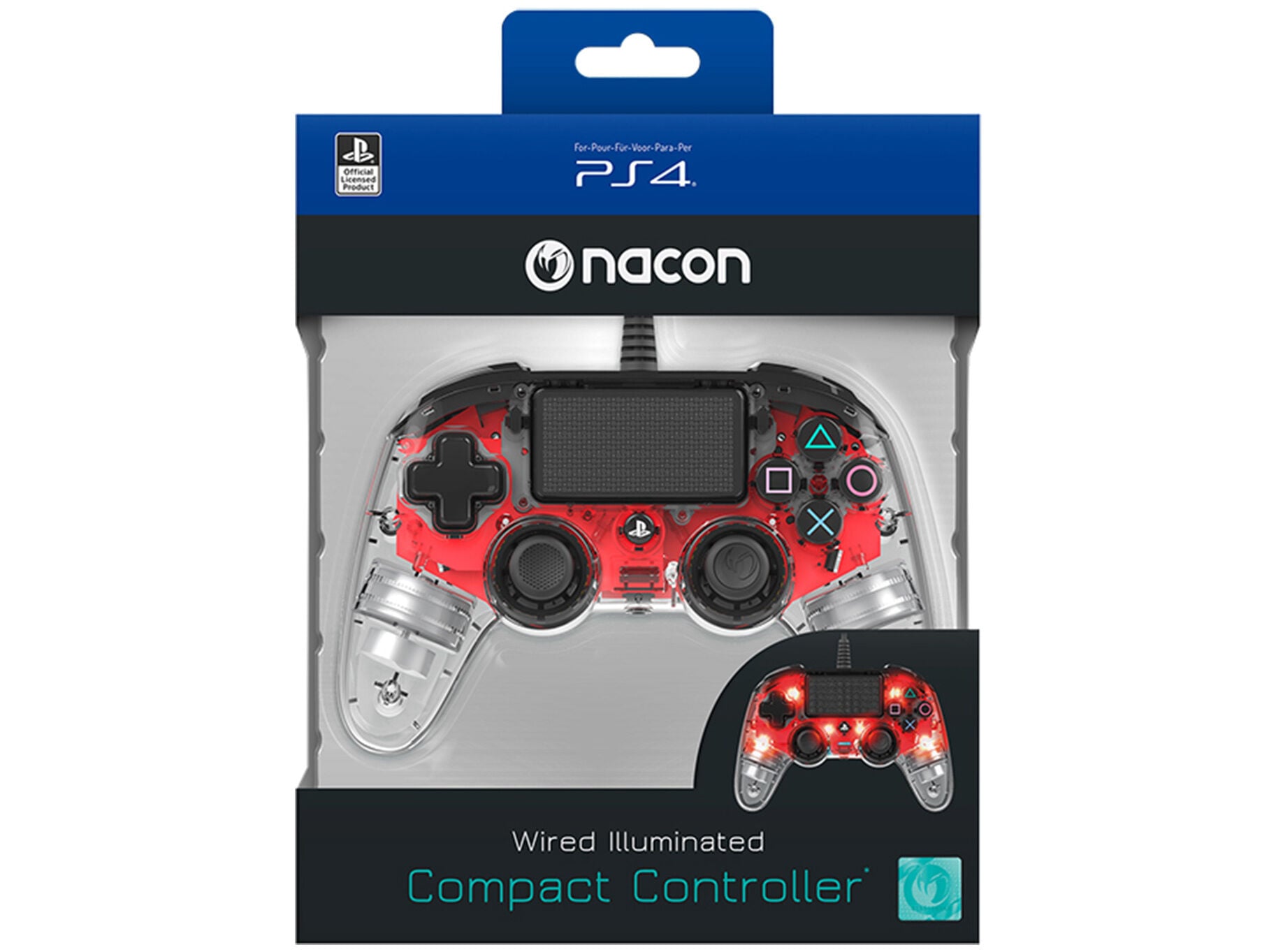 COMANDO COM FIO NACON PARA PS4 (VERMELHO / TRANSPARENTE) image number 3