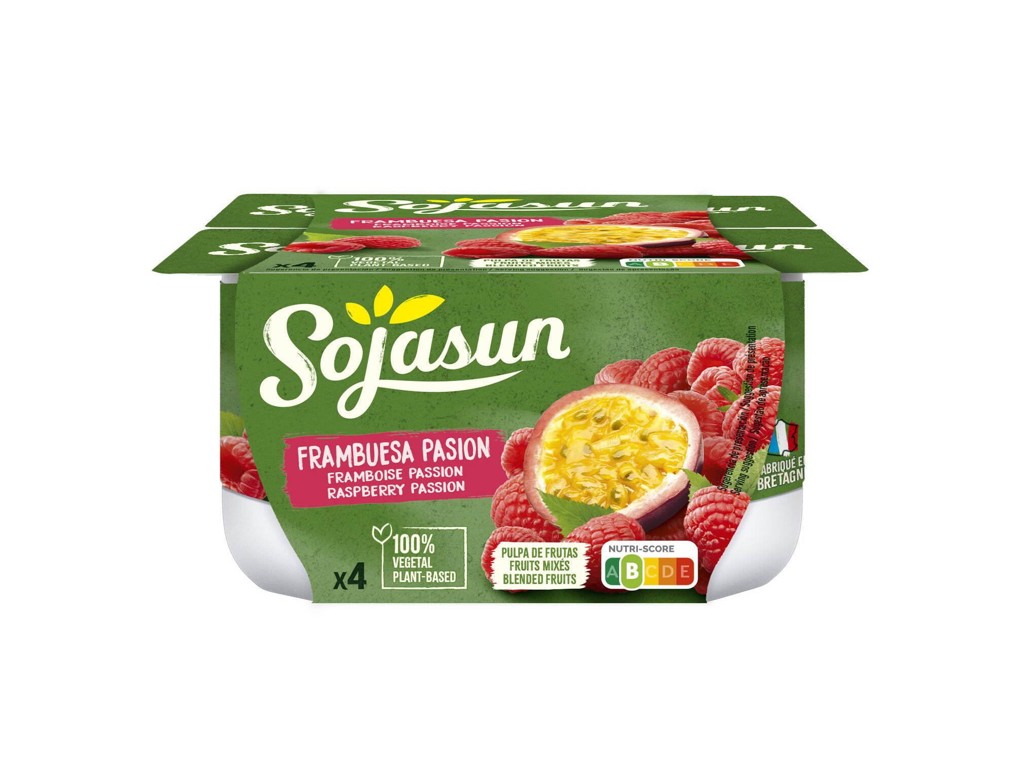 SOJAGURTE SOJASUN FRAMBOESA E MARACUJA&Aacute; 4X100G