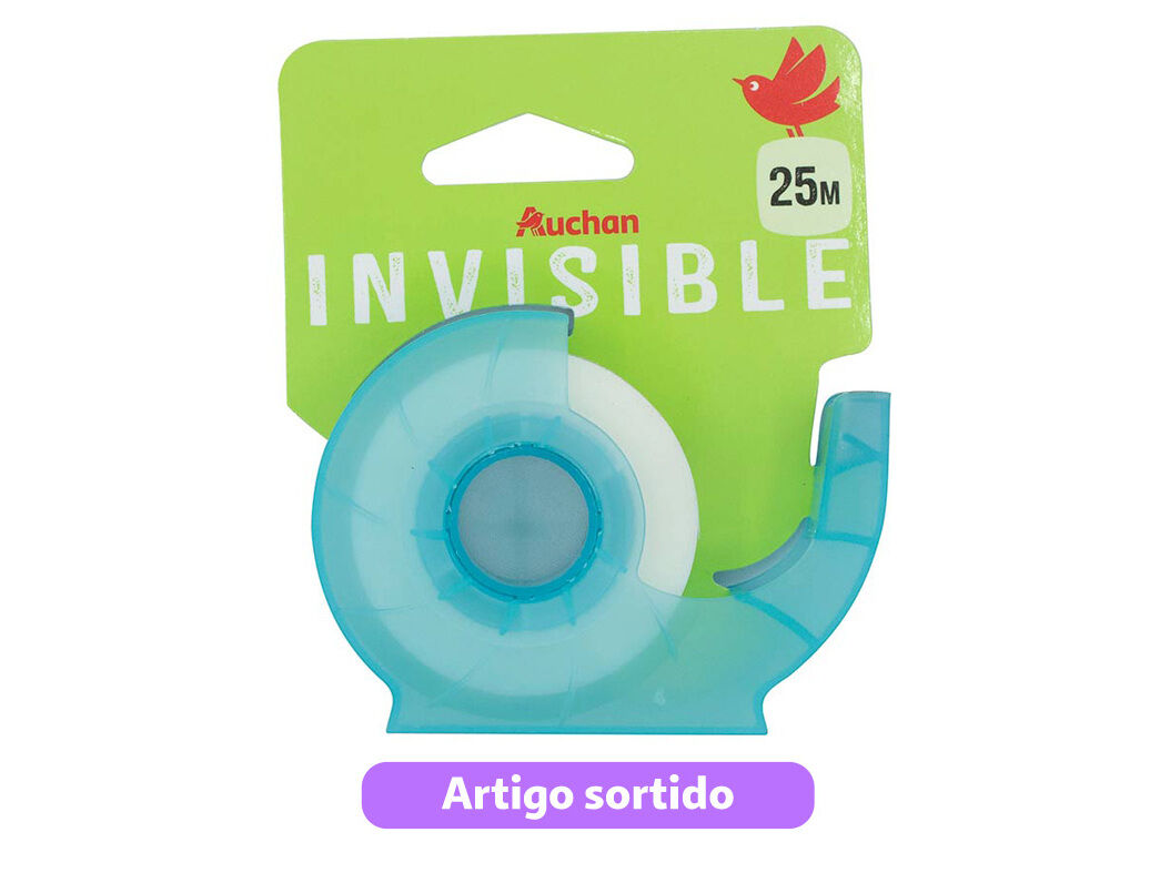 FITA COLA INVISIVEL AUCHAN COM DISPENSADOR 25M CORES SORTIDAS image number 2