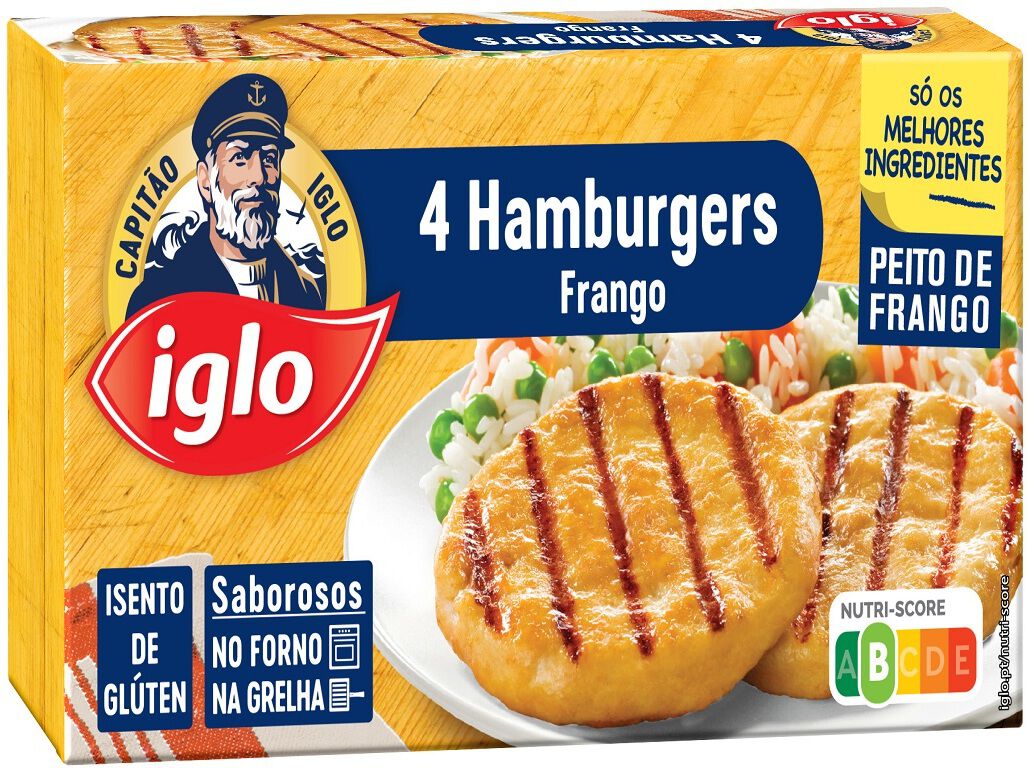 HAMBURGUERES IGLO FRANGO SEM GL&Uacute;TEN 4UN 240G