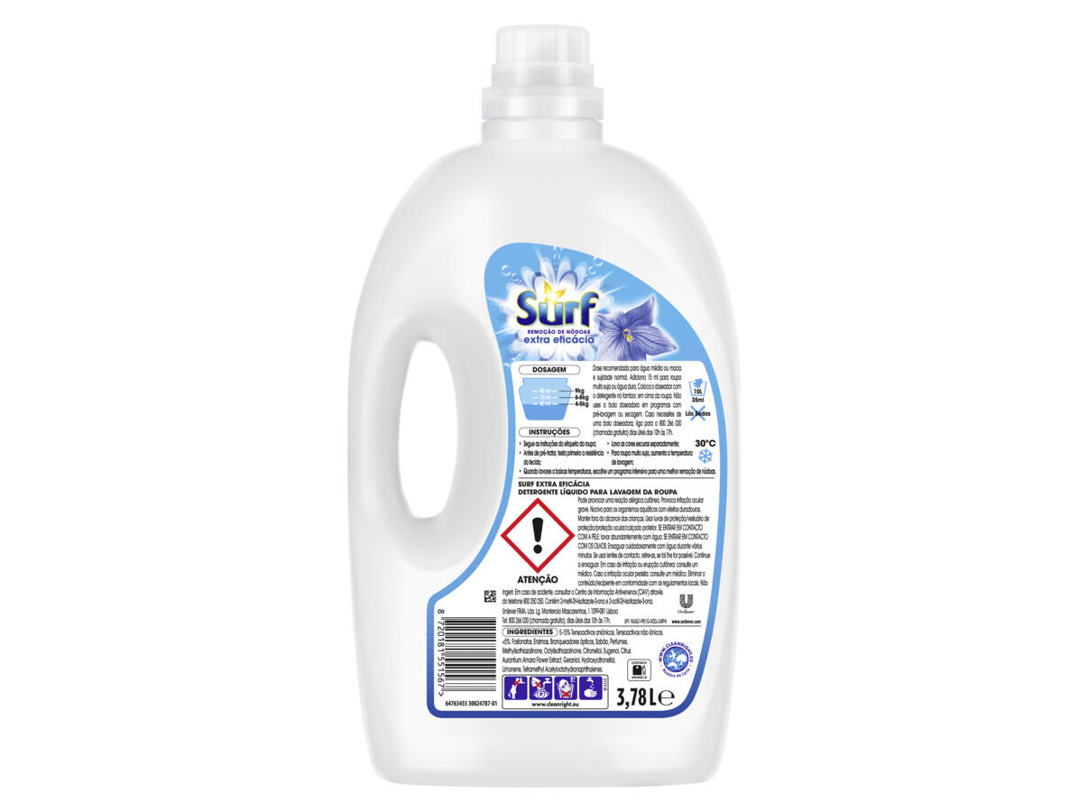 DETERGENTE ROUPA M&Aacute;QUINA L&Iacute;QUIDO SURF EXTRA EFIC&Aacute;CIA 84D image number 1