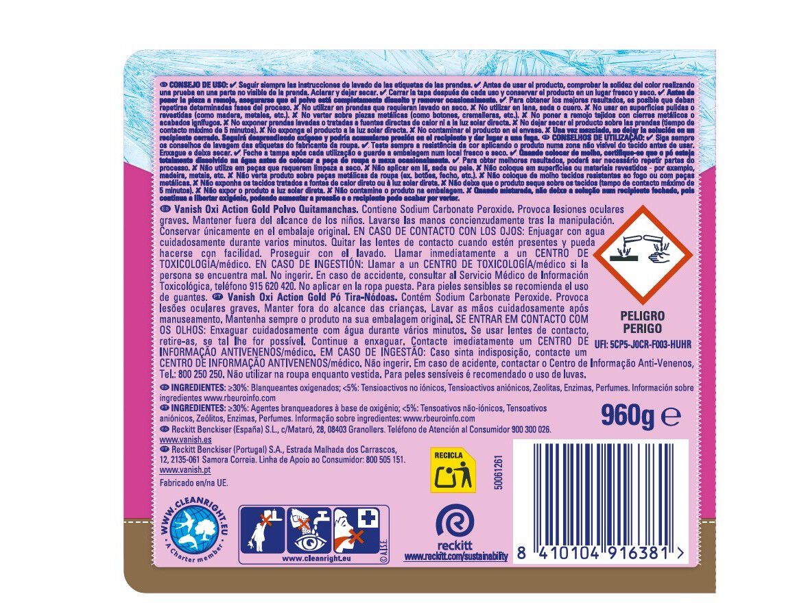 ADITIVO TIRA N&Oacute;DOAS VANISH OXI ACTION PO PINK 960G image number 1