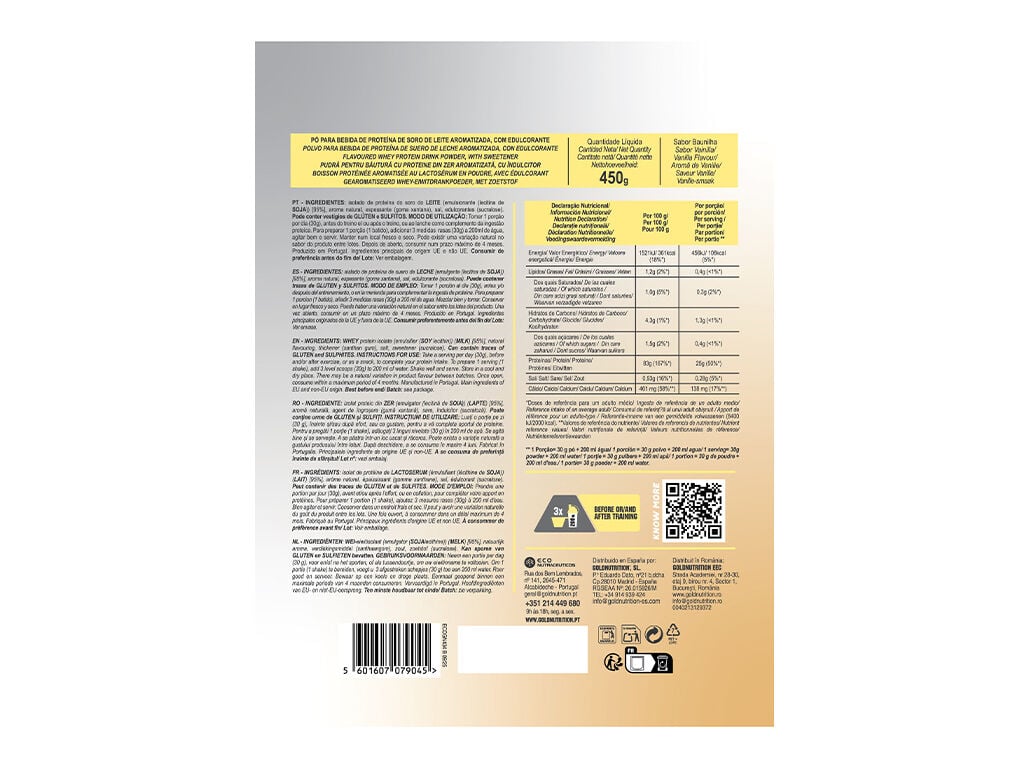PROTEINA GOLDNUTRITION TOTAL ISO WHEY BAUNILHA 450 G image number 1