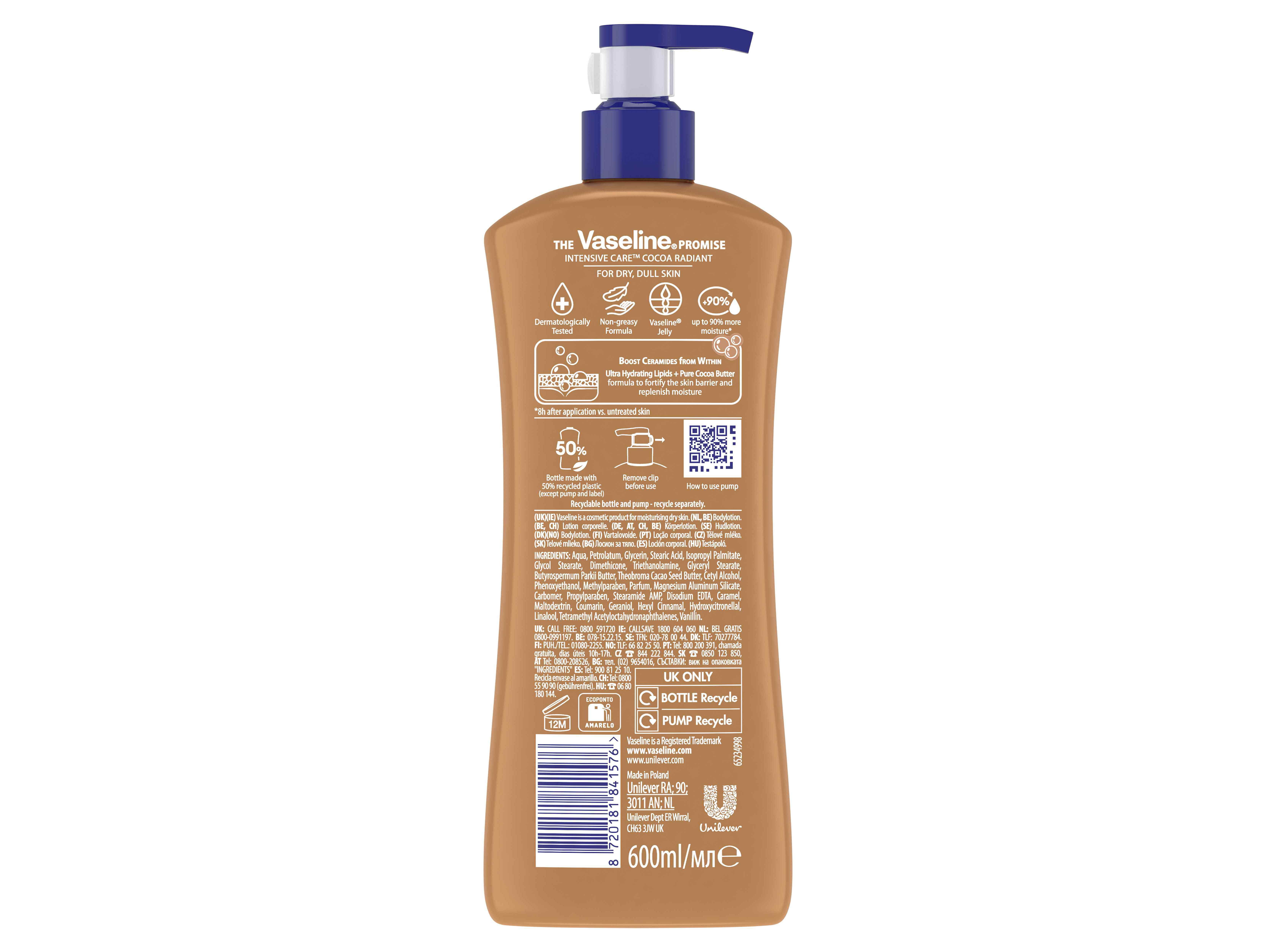 LO&Ccedil;&Atilde;O VASELINE COCOA RADIANT 600ML image number 1
