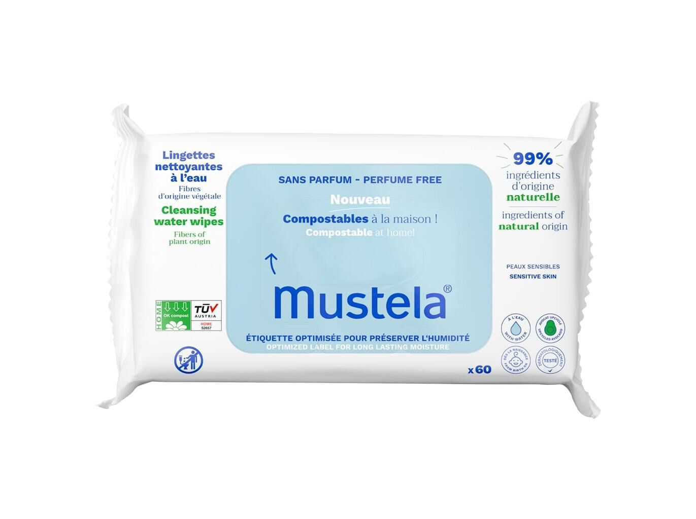 TOALHETES MUSTELA LIMPEZA 0% PERFUMADO 60UN image number 2