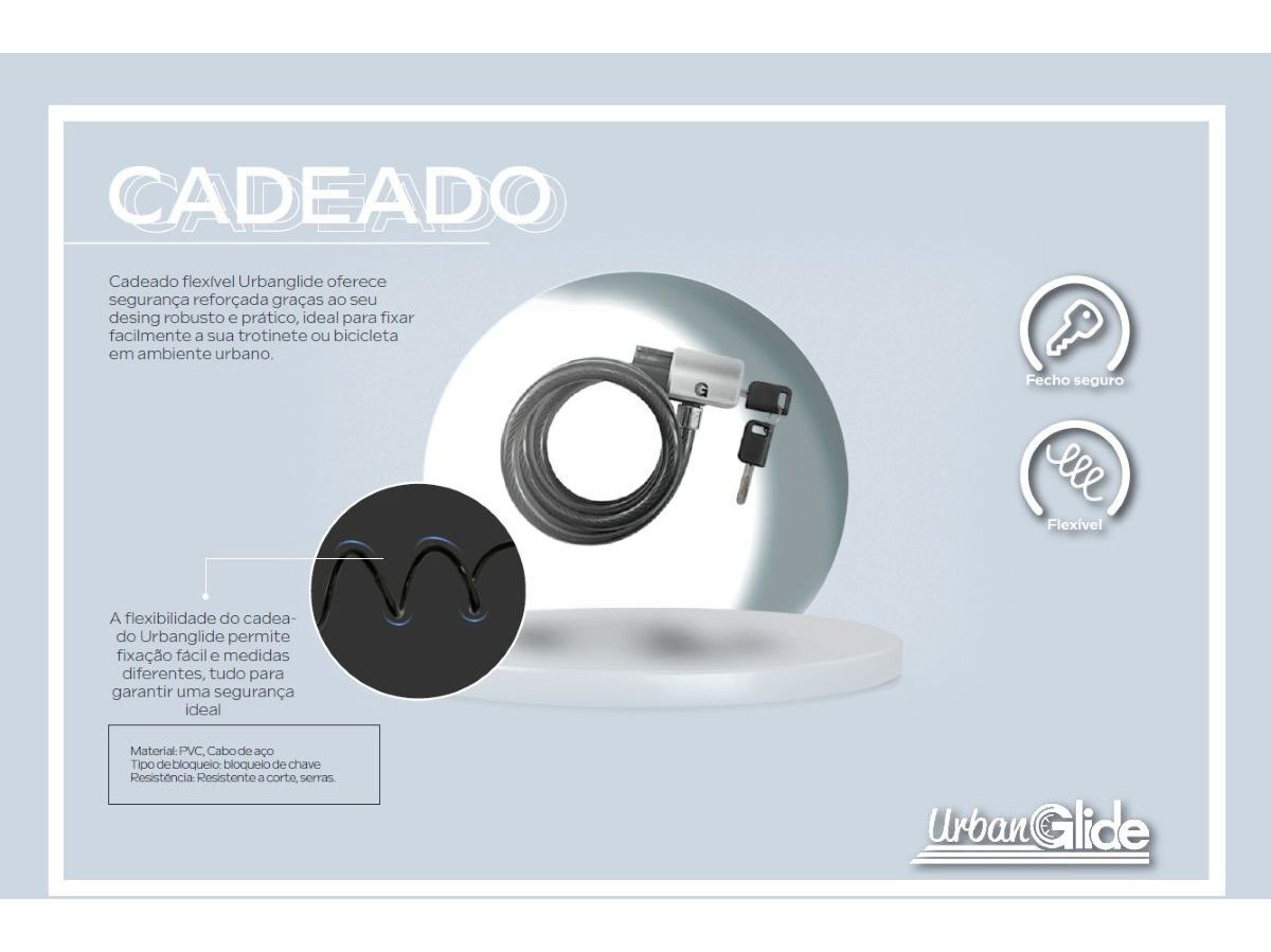 CADEADO SEGURAN&Ccedil;A URBANGLIDE URBAC12921 FLEXIVEL COM CHAVE image number 1