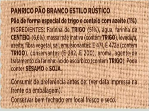 PÃO PANRICO DE FORMA RÚSTICO 0% AÇÚCAR 375G image number 1