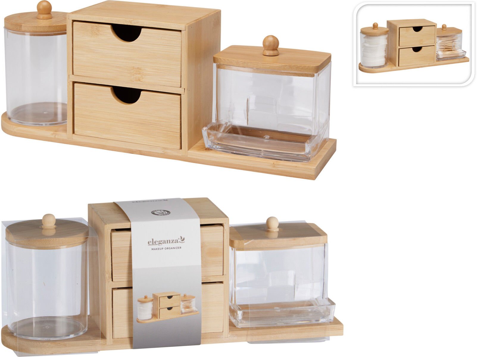 ORGANIZADOR MAKE UP BAMBU 29X8X11 CM