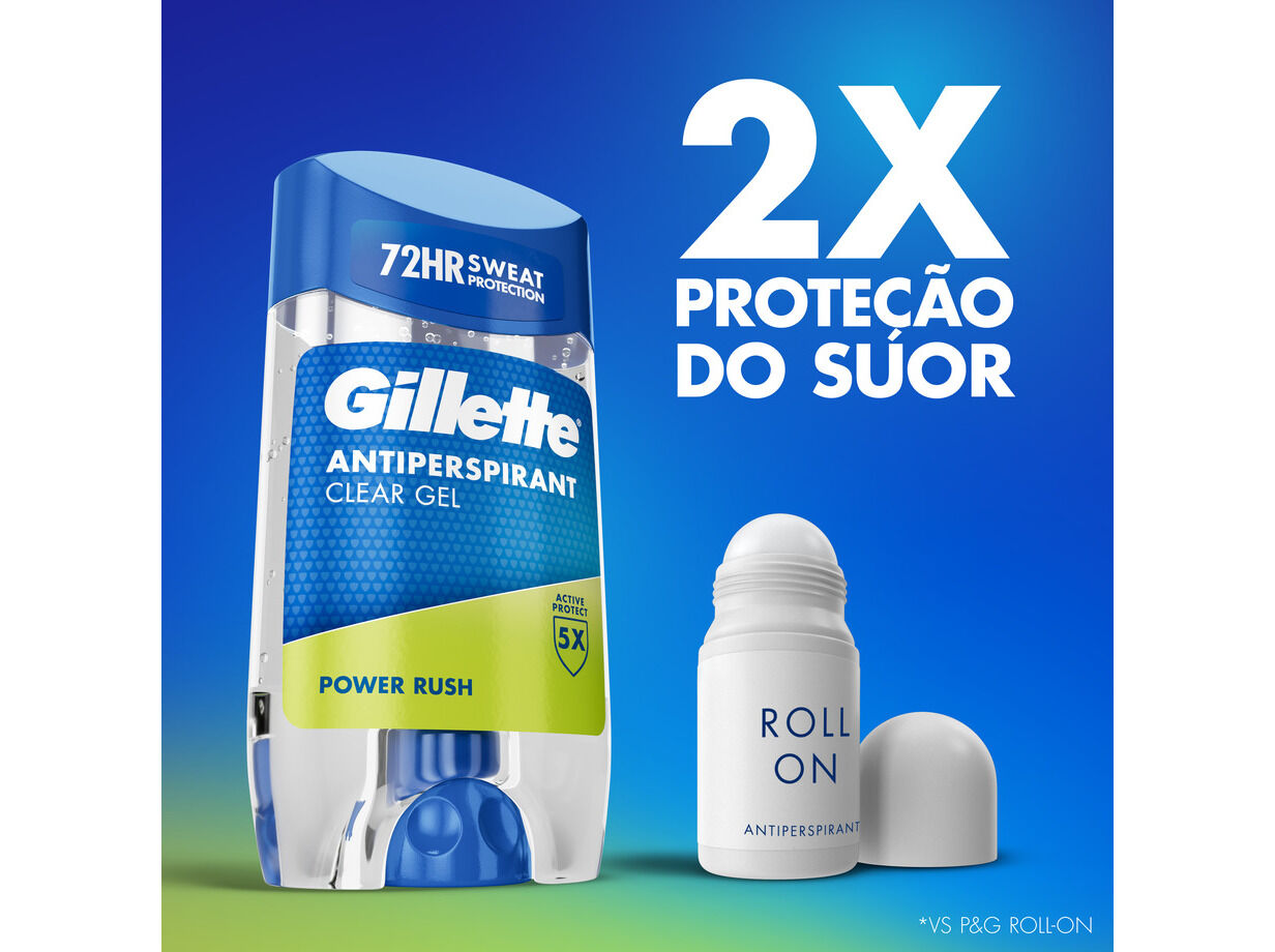 DESODORIZANTE STICK GILLETTE CLEAR GEL POWER RUSH 70 ML image number 4