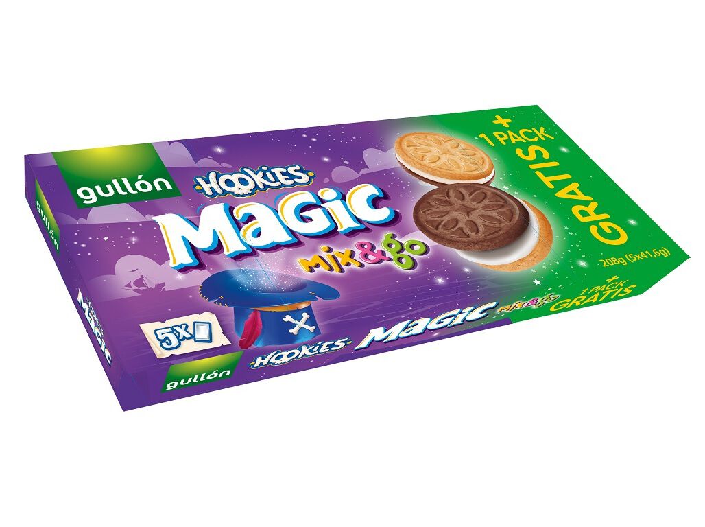 BOLACHA RECHEADA GULLON HOOKIES MAGIC MIX & GO 208G image number 0