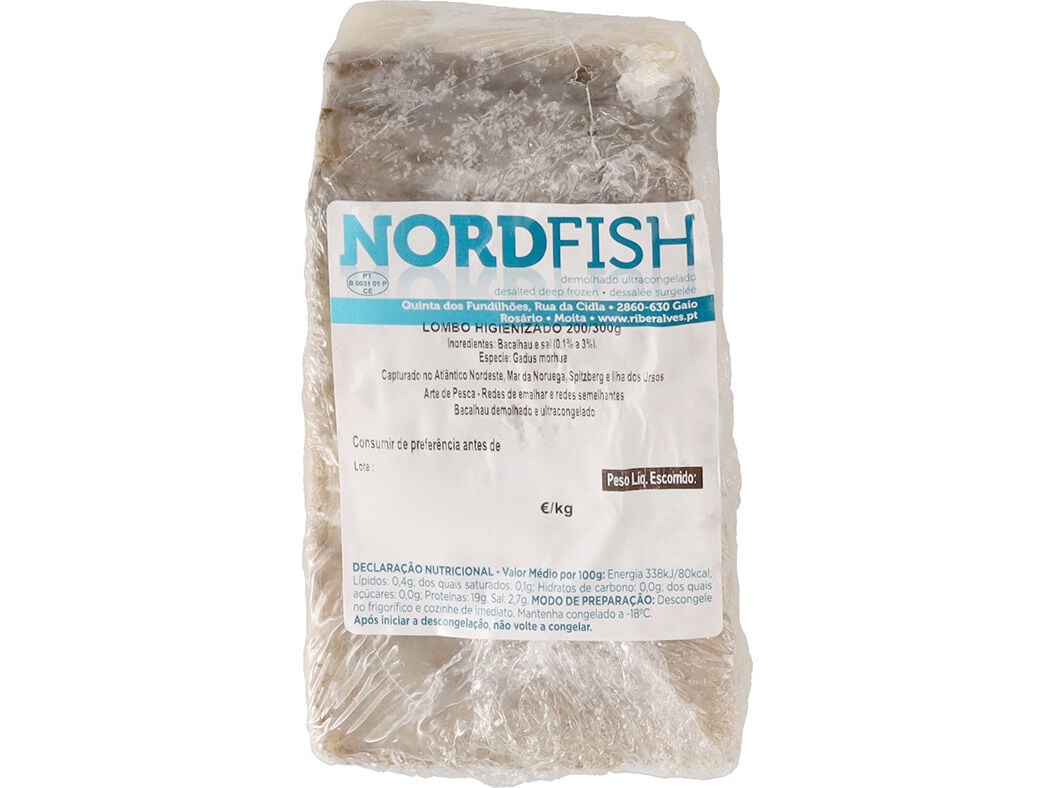 LOMBO DE BACALHAU NORDFISH ULTRACONGELADO HIGIENIZADO 200/300 KG
