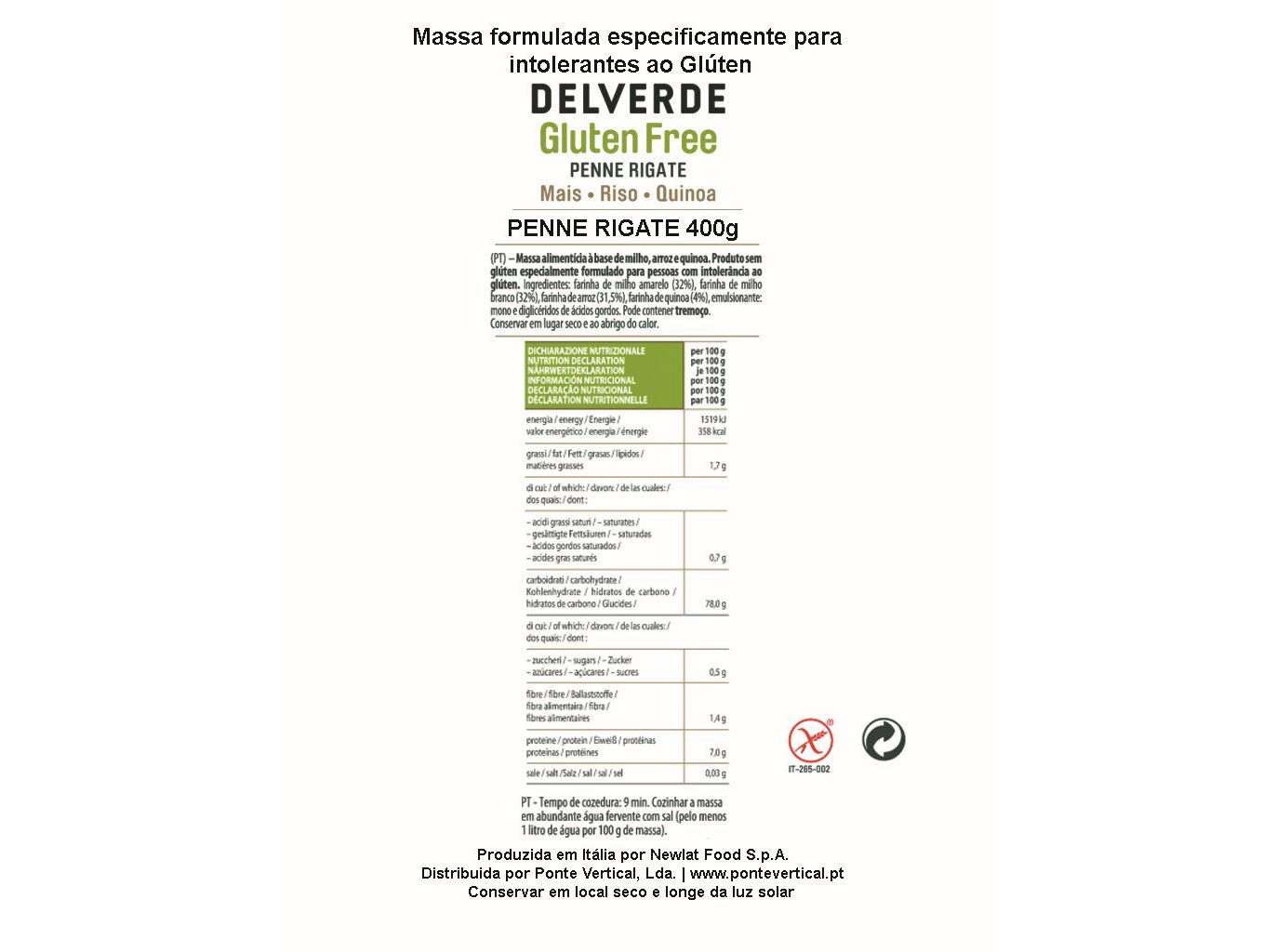 MASSA PENNE DELVERDE GL&Uacute;TEN FREE 400G image number 1