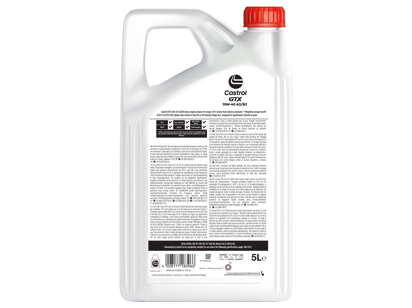 &Oacute;LEO DE MOTOR CASTROL GTX 15W40 A3-B3 5L image number 1