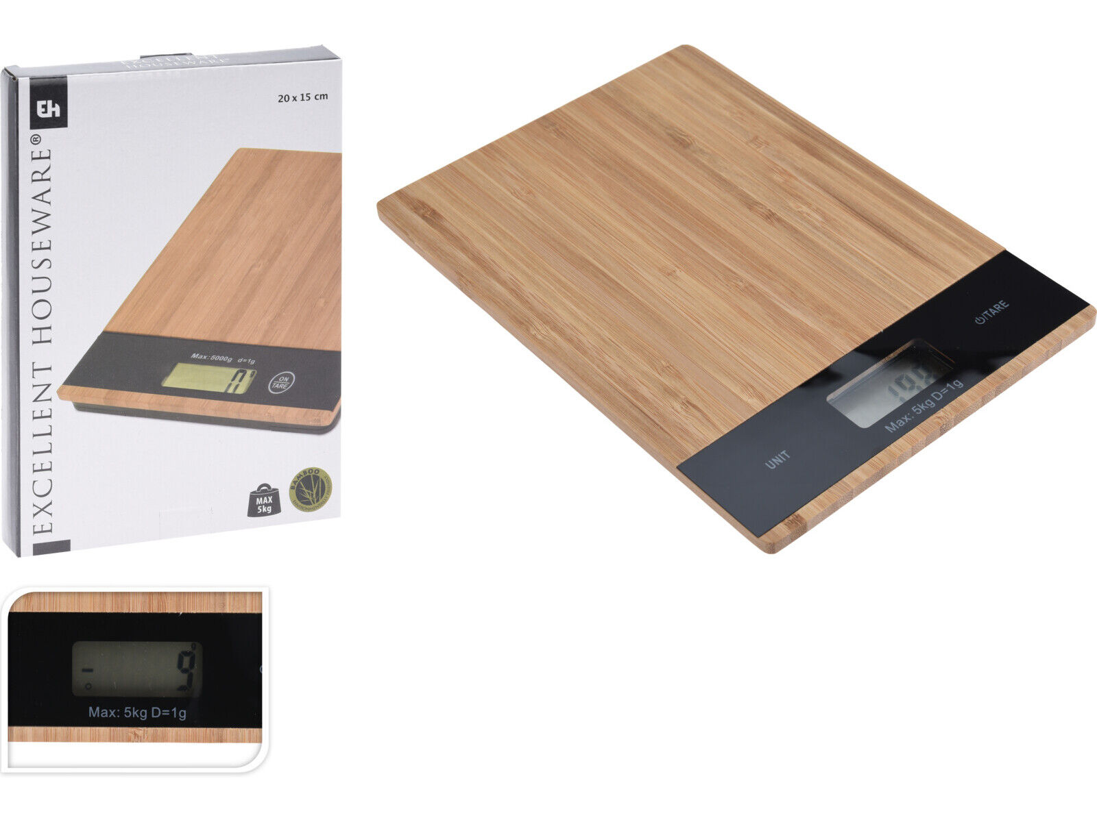 BALAN&Ccedil;A COZINHA BAMBU 5KG 20X15CM