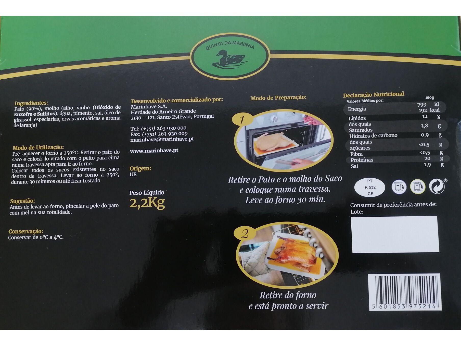 PATO INTEIRO CONFITADO QT&ordf; MARINHA 2.2 KG image number 1