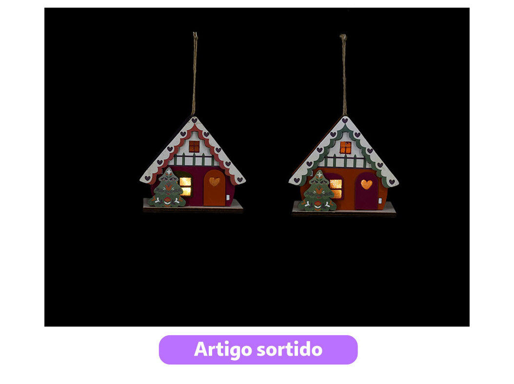 CASINHA PARA PENDURAR ACTUEL MADEIRA COM LED 9.5CM MODELOS SORTIDOS image number 0