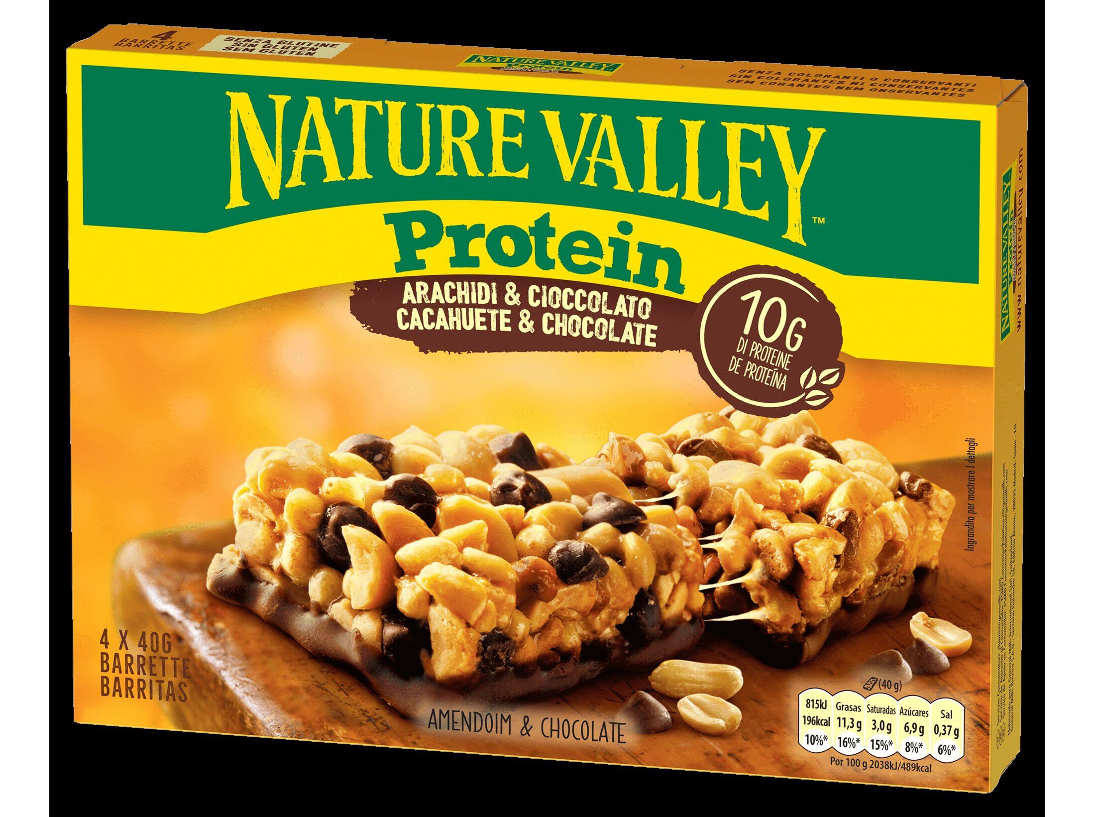 BARRAS CEREAIS NATURE VALLEY PROTE&Iacute;NA E CHOCOLATE 4X40G 160G image number 0