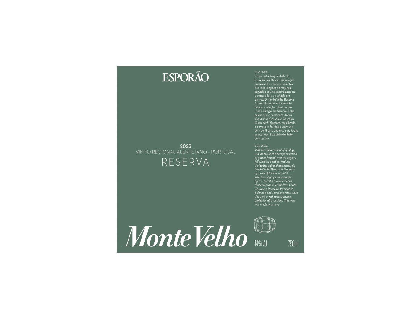 VINHO BRANCO MONTE VELHO RESERVA ALENTEJO 0.75L image number 1