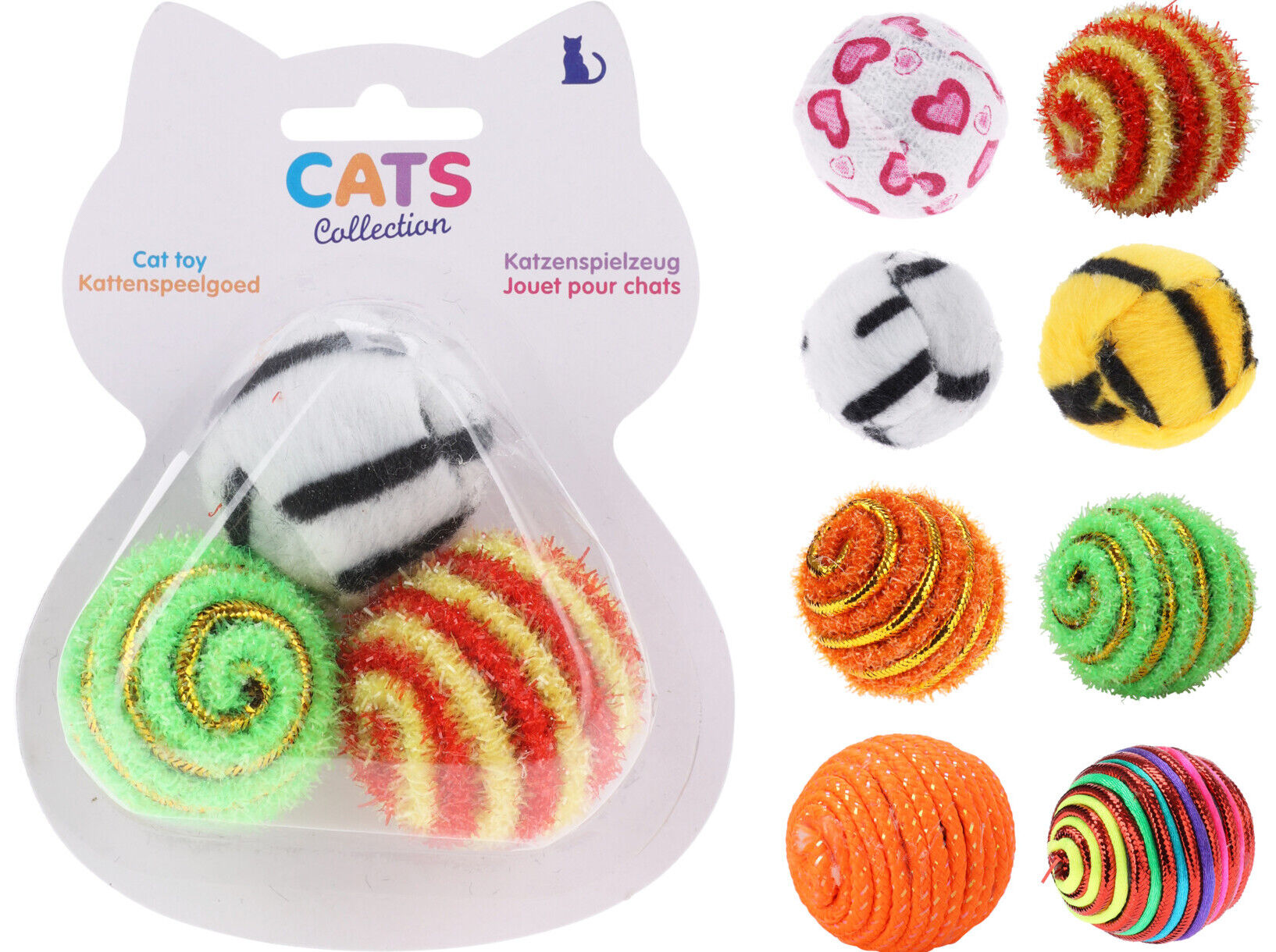 BRINQUEDO GATO CATS COLLECTION BOLAS FELPUDAS 3 UNIDADES MODELOS SORTIDOS image number 1