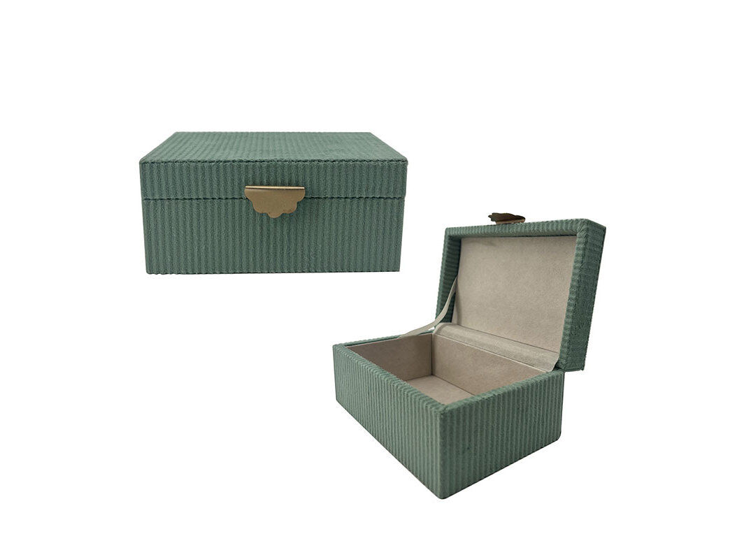 CAIXA GUARDA-JOIAS ACTUEL VELUDO VERDE 16X10X7CM