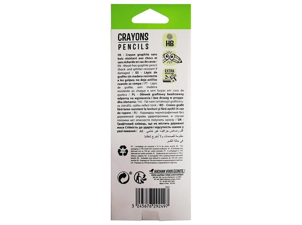 CONJUNTO DE 10 L&Aacute;PIS AUCHAN GRAFITE HB image number 2