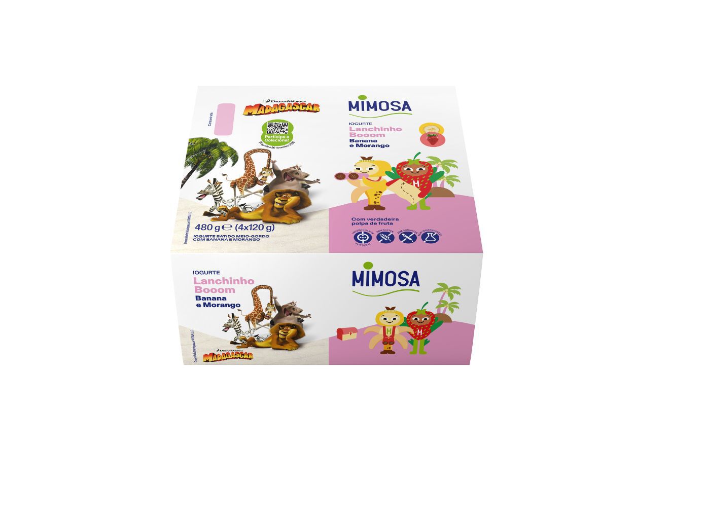 iogurte mimosa batido polpa banana e morango 4x120g