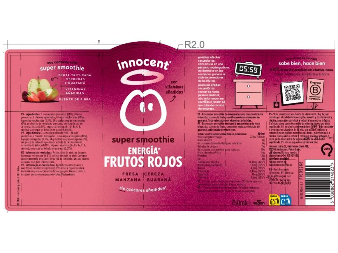 SUPER SMOOTHIE INNOCENT ENERGIA 75CL (SDR) image number 1