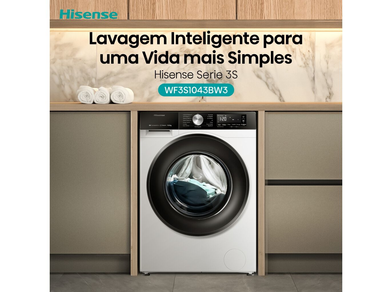 M&Aacute;QUINA LAVAR ROUPA HISENSE WF3S1043BW3 SERIE 3S - BRANCO A 10.5KG image number 16