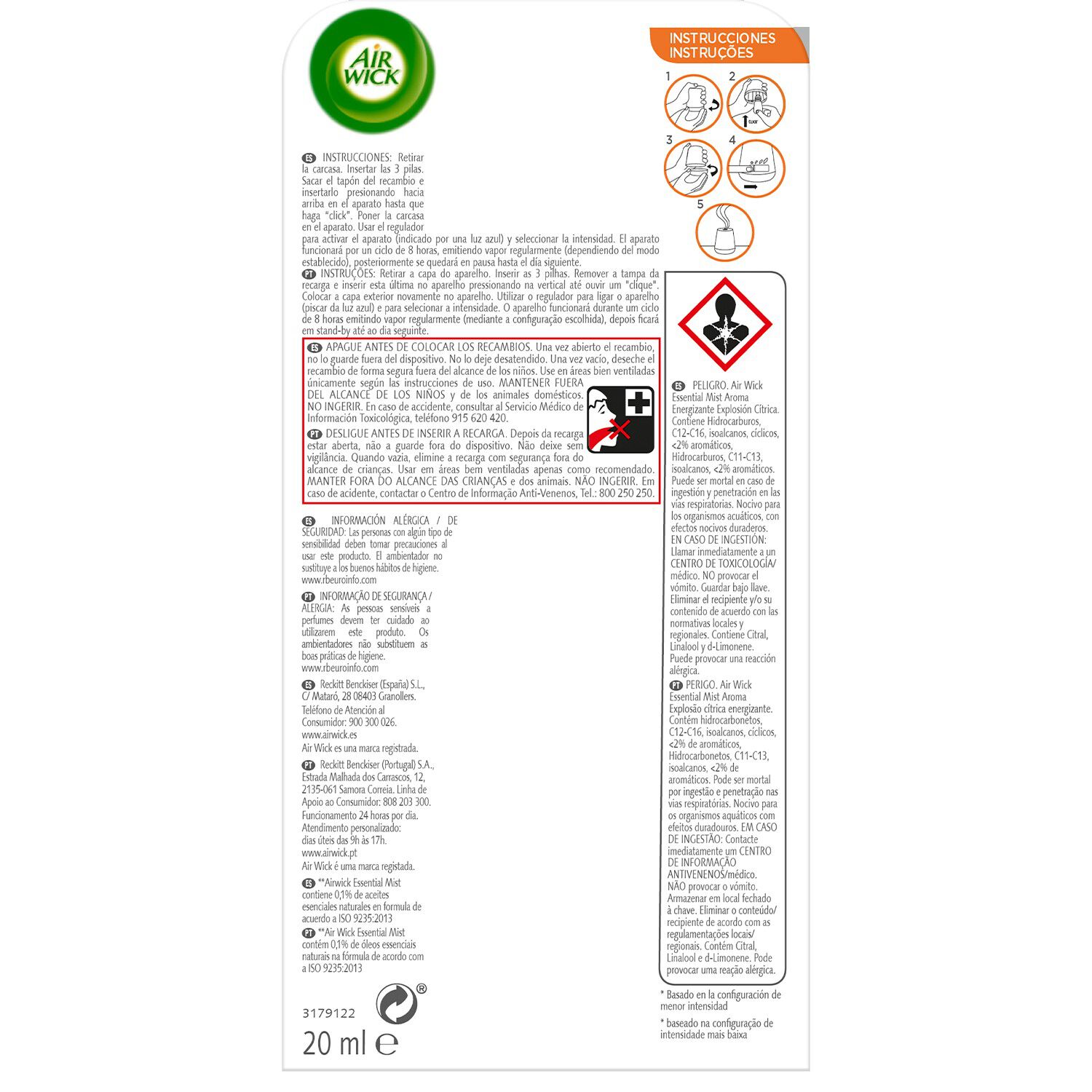 AMBIENTADOR AIR WICK ESSENCIAL MIST RECARGA CITRUS 20ML image number 1