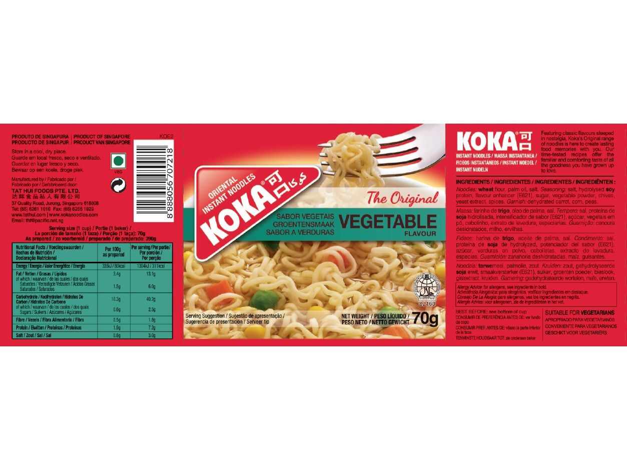 NOODLES COPO KOKA SABOR VEGETAIS 70G image number 1
