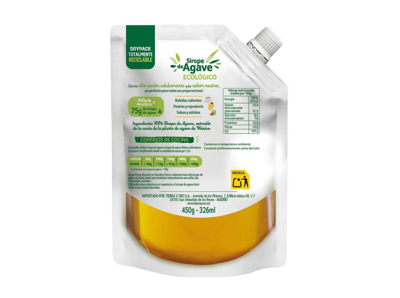 XAROPE DE AGAVE SUNNY VIA BIO DOYPACK 450G image number 1