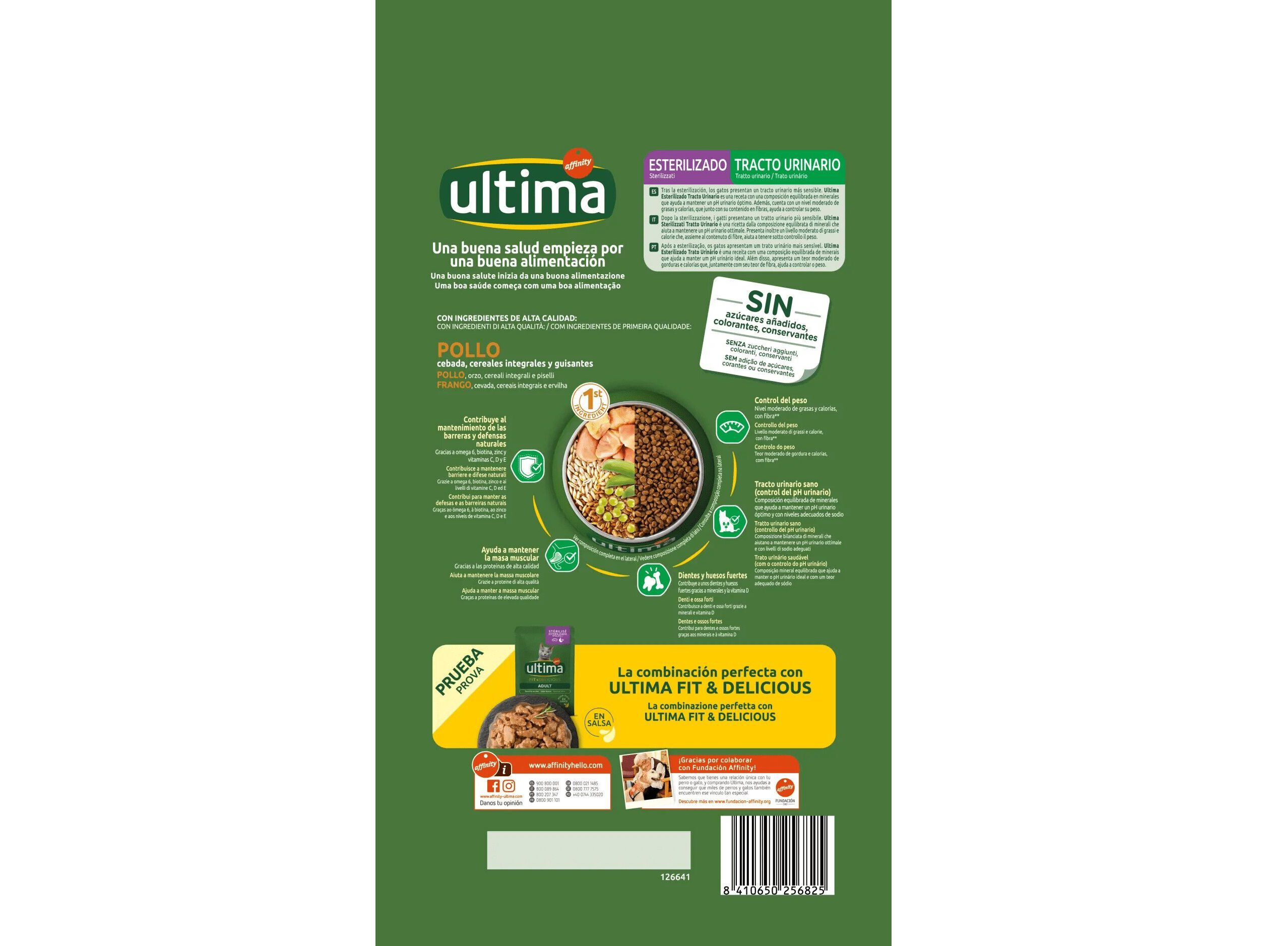 RA&Ccedil;&Atilde;O PARA GATO ULTIMA ESTERILIZADO TRATO URIN&Aacute;RIO COM FRANGO 1.5KG image number 1