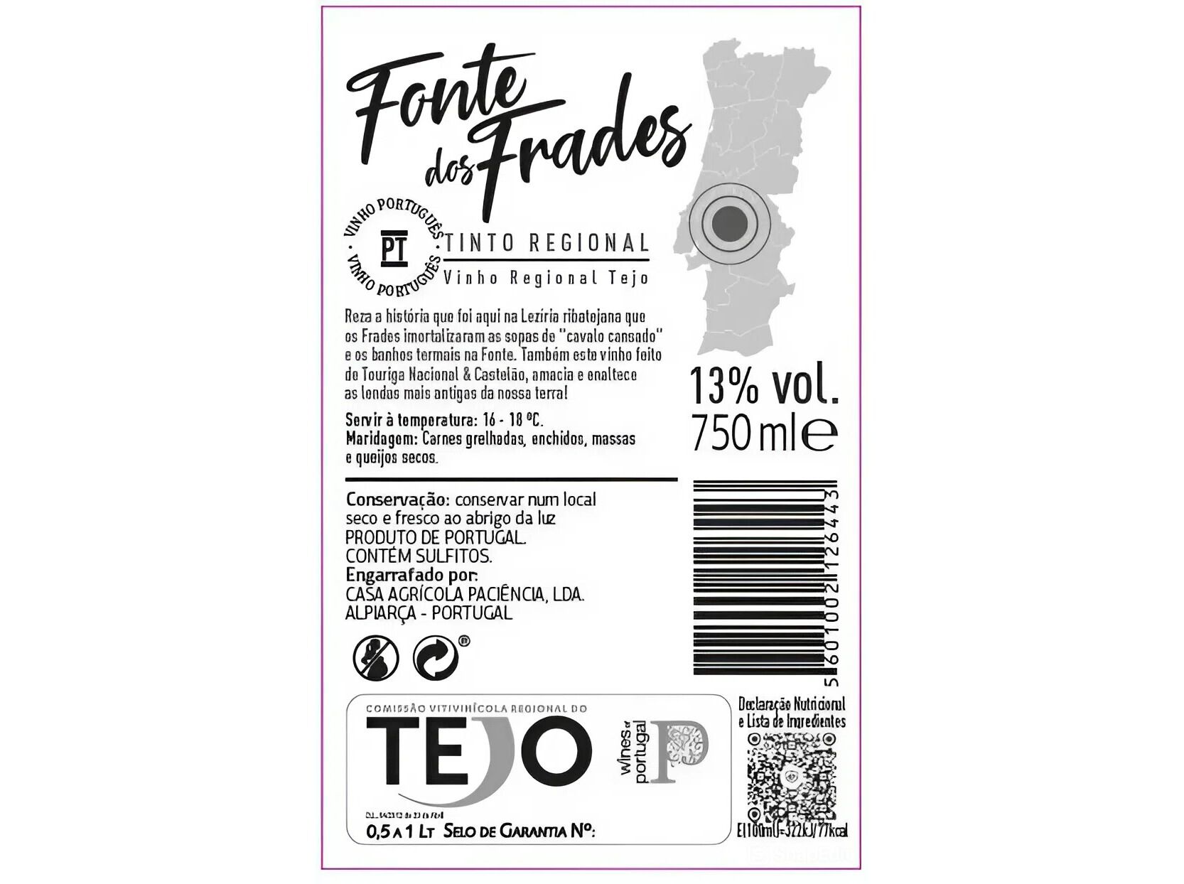 VINHO TINTO FONTE DOS FRADES TEJO 0.75L image number 1
