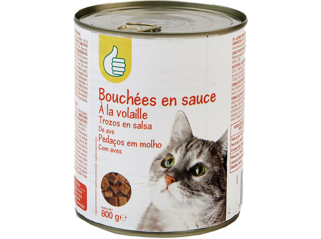 COMIDA H&Uacute;MIDA PARA GATO POLEGAR PEDA&Ccedil;OS EM MOLHO COM AVES 800G image number 0