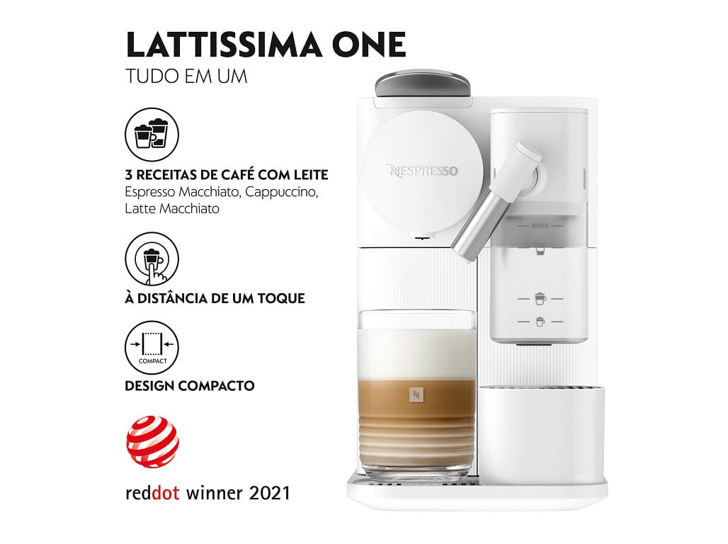 M&Aacute;QUINA DE CAF&Eacute; NESPRESSO DE'LONGHI LATTISSIMA ONE EN510.W BRANCA 19 BAR 1450W image number 1