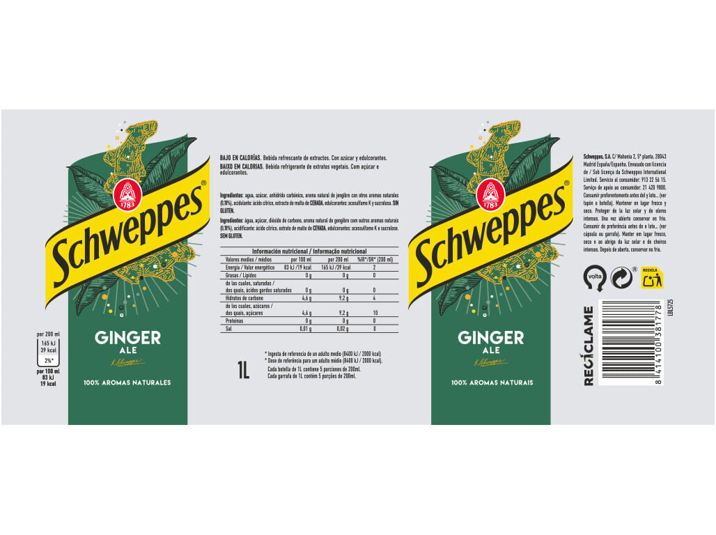 GINGER ALE SCHWEPPES 1L (SDR) image number 1