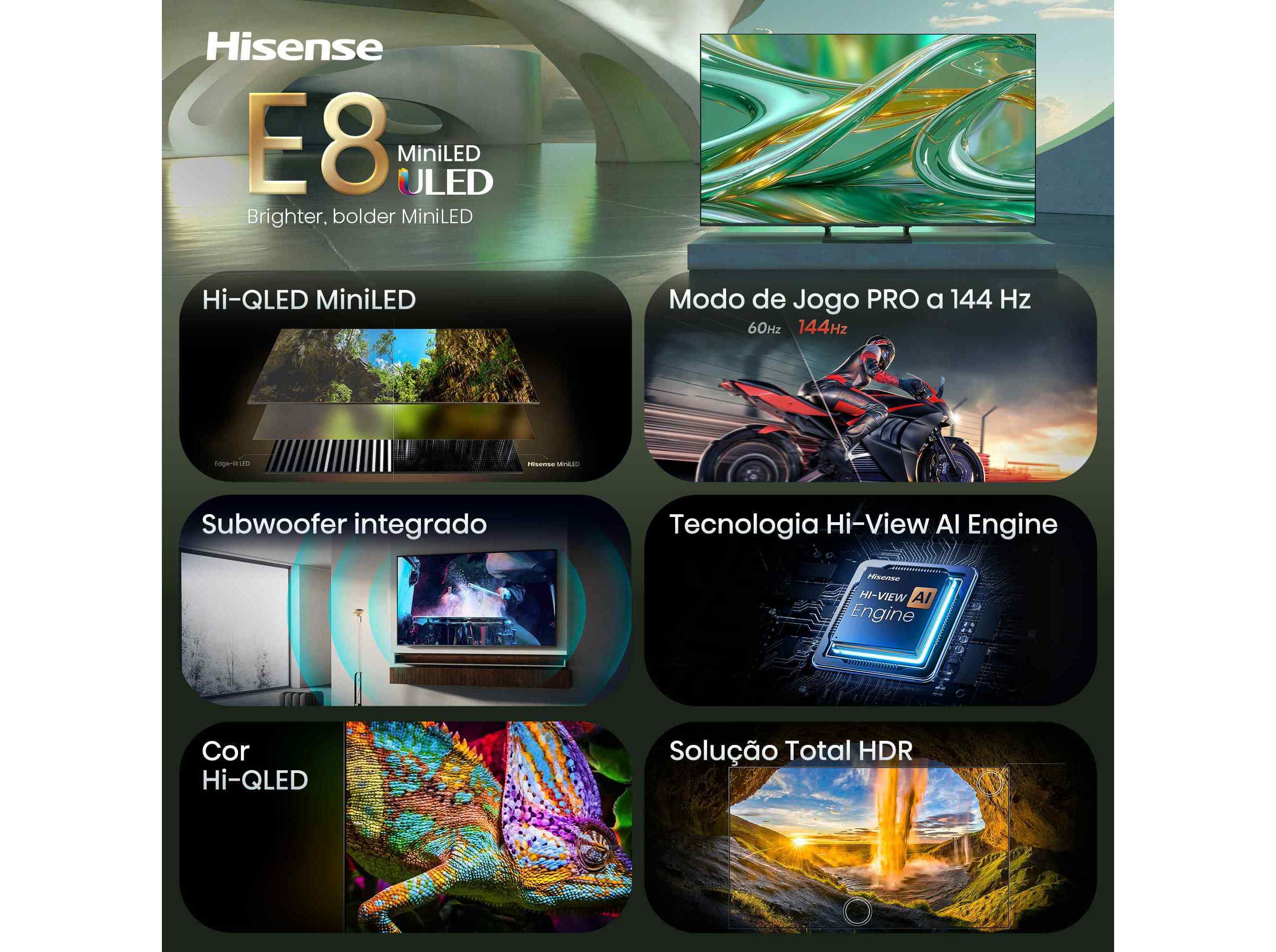 TV ULED MINI LED HISENSE 65E8S 65" image number 2