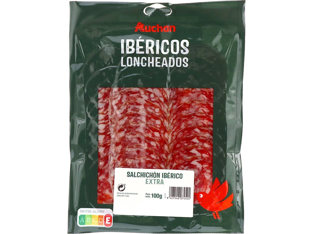 SALSICH&Atilde;O IB&Eacute;RICO AUCHAN FATIAS 100G image number 0