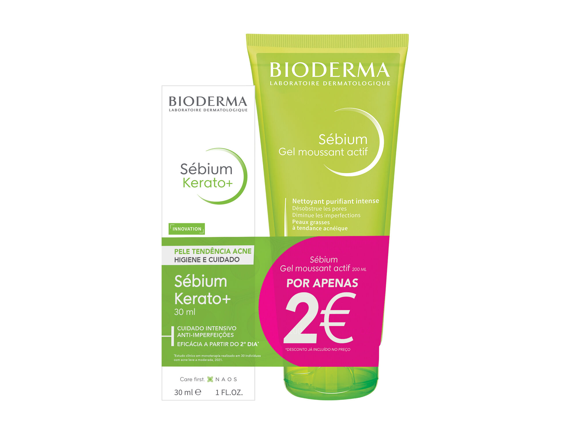 CREME BIODERMA KERATO+ 30ML +GEL MOUSSANT ACTIF 200ML POR2E image number 0
