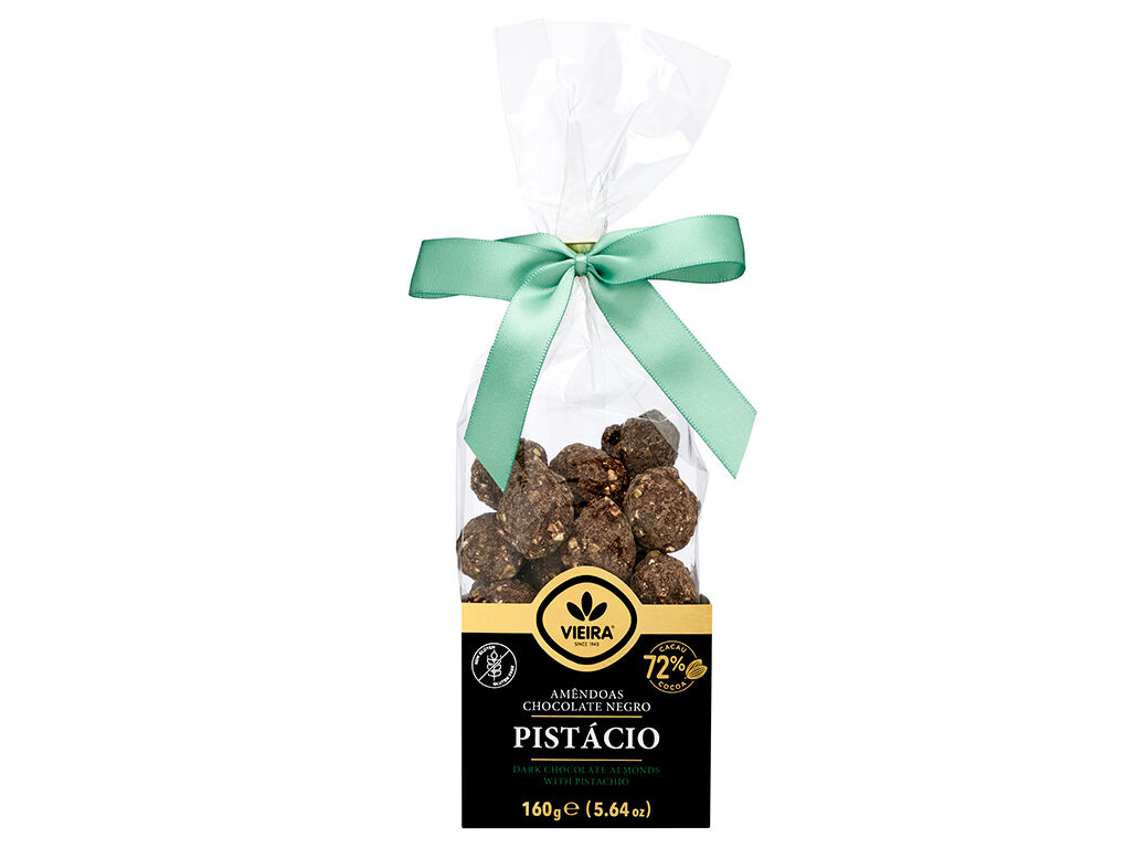 AMENDOA CHOC VIEIRA CH.NEGRO/PISTACHIO 160G