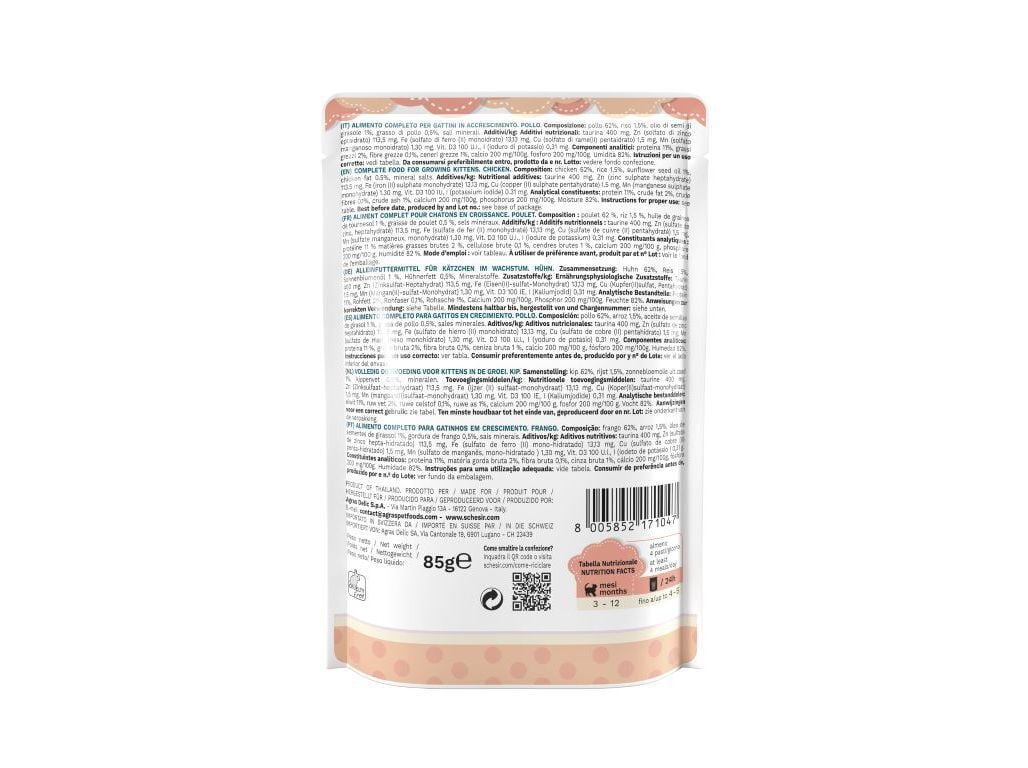 COMIDA H&Uacute;MIDA GATO SCHESIR J&Uacute;NIOR FILETE FRANGO 85G image number 1