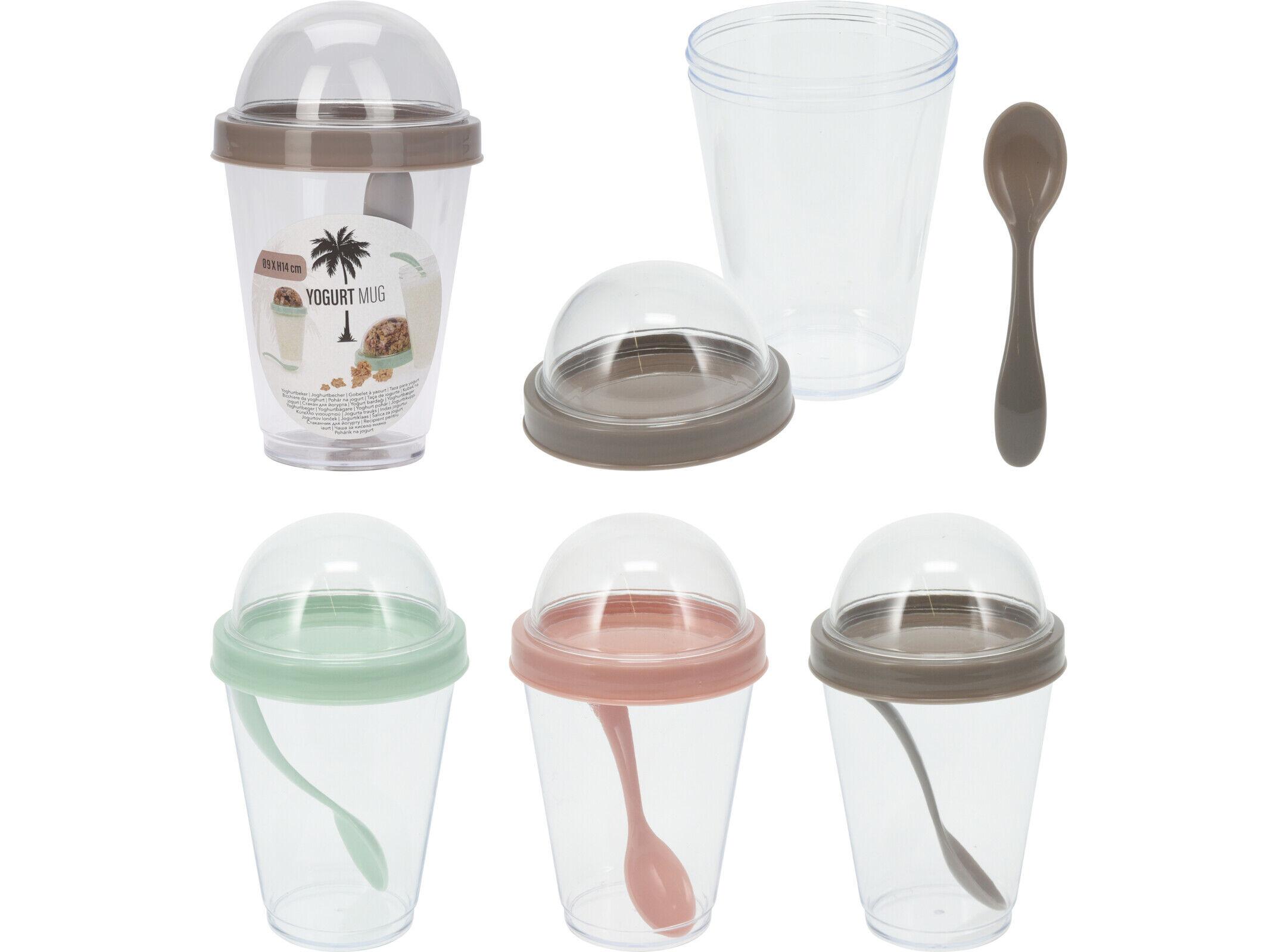 COPO PARA IOGURTE COM COLHER 350ML CORES SORTIDAS image number 1