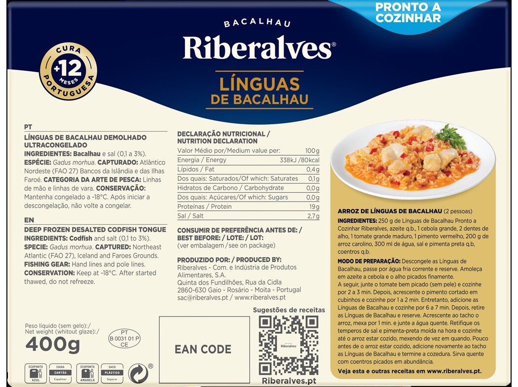 LINGUAS DE BACALHAU RIBERALVES 400G image number 1
