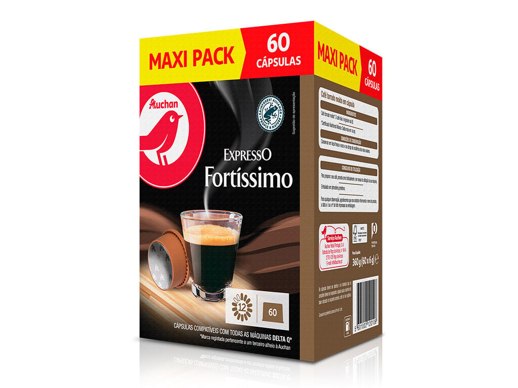 cápsulas de cafe expresso auchan compativeis c/ máquinas dq fortíssimo  int.12 60un